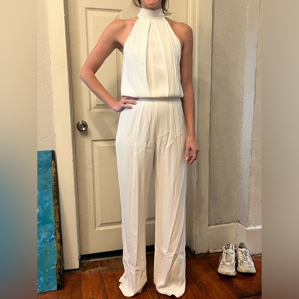 Alexis white jumpsuit high neck & open back